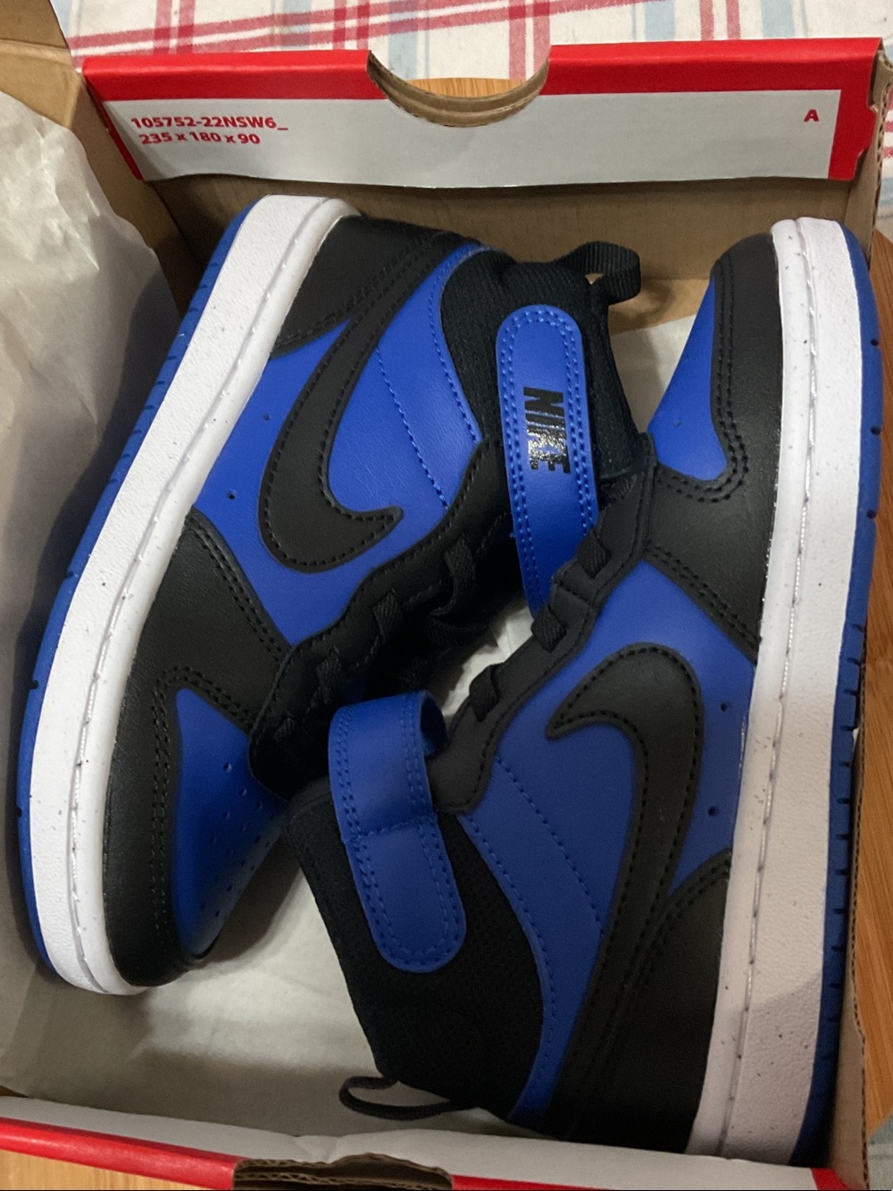 Nike Kids' High-Top Sneakers - Blue and Black court boroughs mid 2 size 12C - Picture 6 of 6